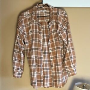 Brown Plaid Button-Up Shirt